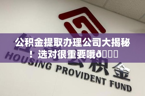 建阳公积金提取办理公司大揭秘！选对很重要哦😎