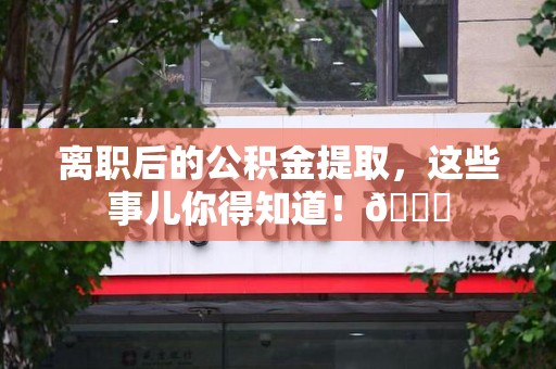 建阳离职后的公积金提取,这些事儿你得知道!😎 建阳离职后的公积金提取,这些事儿你得知道!😎